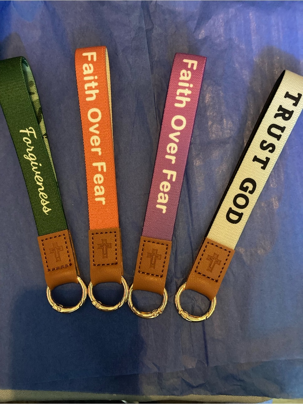 Inspirational Wrist Key Fob Set - Faith Over Fear, Forgiveness, Trust God/all 4